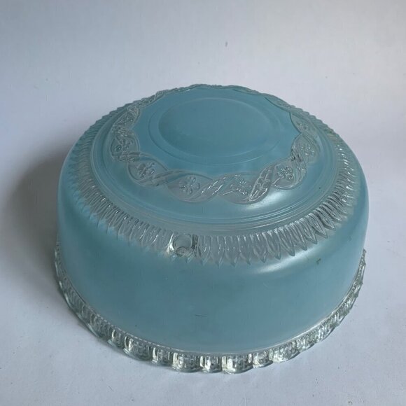 Vintage 1940s Blue Glass Ceiling Light Shade - Picture 1 of 7